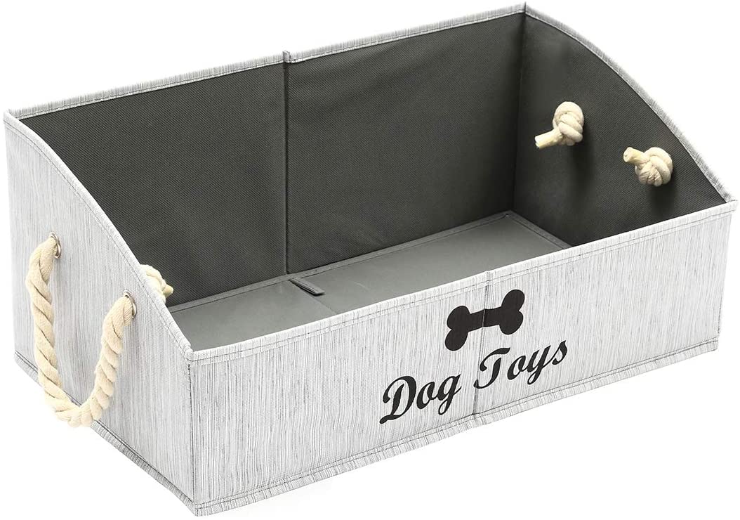 Morezi Large Dog Bin - Shallow Baskets for Storage and Organization - Perfect for Living Room Playroom, Closet, Home - Grey