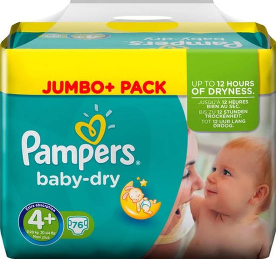 Pampers Baby Dry Nappies, Size 4 Plus
