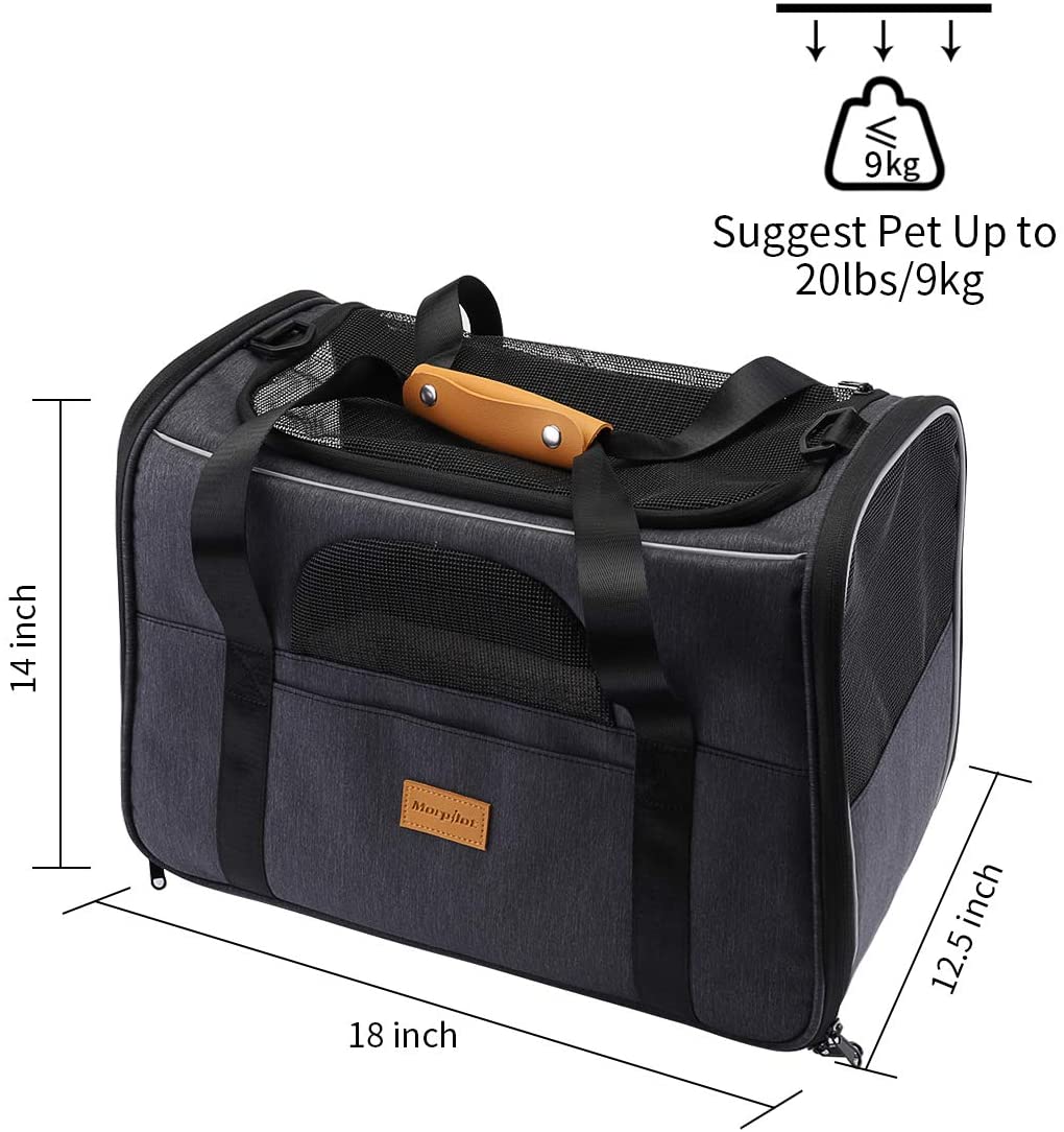 Morpilot Cat Carrier, Airline Approved, Top Opening Portable Dog Bag with Breathable Mesh/Removable Mat - Image 3