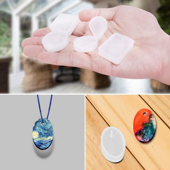 25 Pcs Jewelry Casting Molds, AIFUDA 5 Styles Pendant Resin Moulds with Hanging Hole for Resin Jewelry, Keychain, Pendant, DIY Resin Crafts Making - Image 4