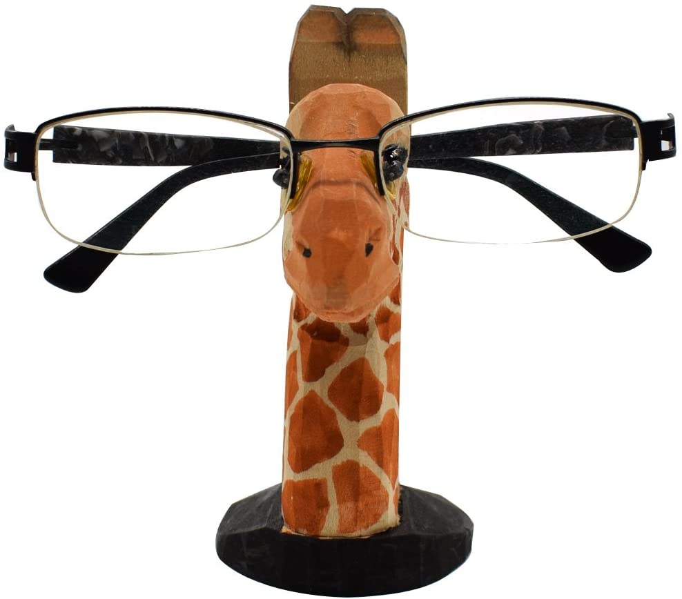 VIPbuy Hand Carved Wood Eyeglasses Spectacle Sunglasses Holder Stand Animal Shaped Home Office Desk Décor Gift (Giraffe) - Image 3