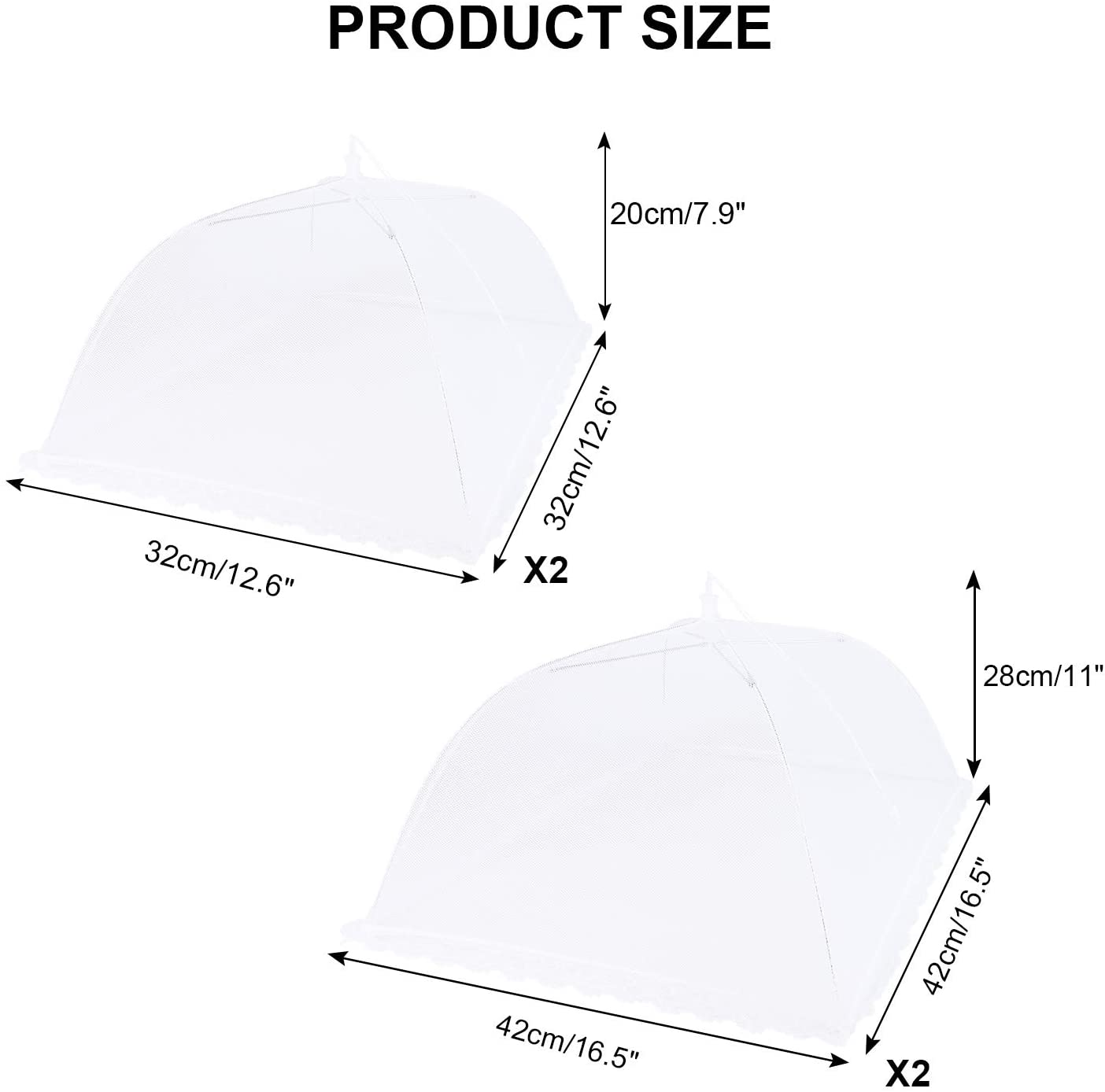 Popup Mesh Food Covers 4 Pack Reusable&Collapsible White Umbrella Tent Encrypted Screen Net Protectors for Outdoors Parties Picnics BBQs Keep Out Flies Bugs Mosquitoes(17X17In,13X13In) - Image 4