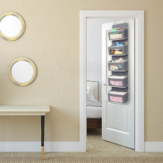 AOIEORD Over Door Hanging Storage, 5 Pockets Fabric Foldable Hanging Organizer with Transparent Window Bin Door Storage For Toys, Wallets And Towels - Image 3
