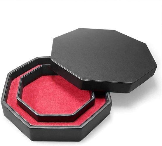 shibby dice board with dice tray and lid for all tabletop games - 23,5cm (red)