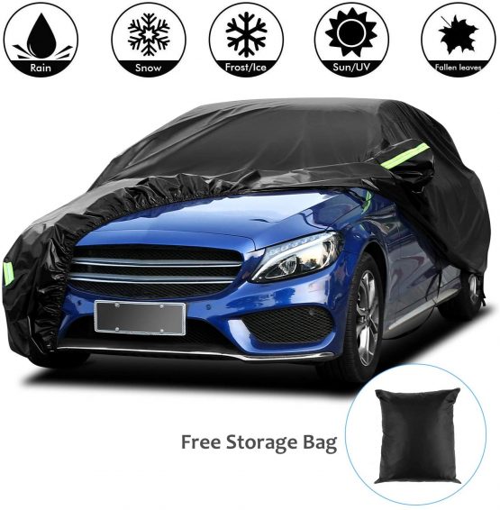Car Cover Full Car Cover Dirt-Repellent Car Garage Dustproof Car Cover Full Garage Waterproof Car Cover for Car Winter and Summer (4.85 * 1.85 * 1.50m/ Sedan / 210T Black)