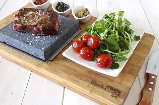Black Rock Grill Steak On The Stone Set, Hot Rock Grill Table Top Cooking Stone - Image 2