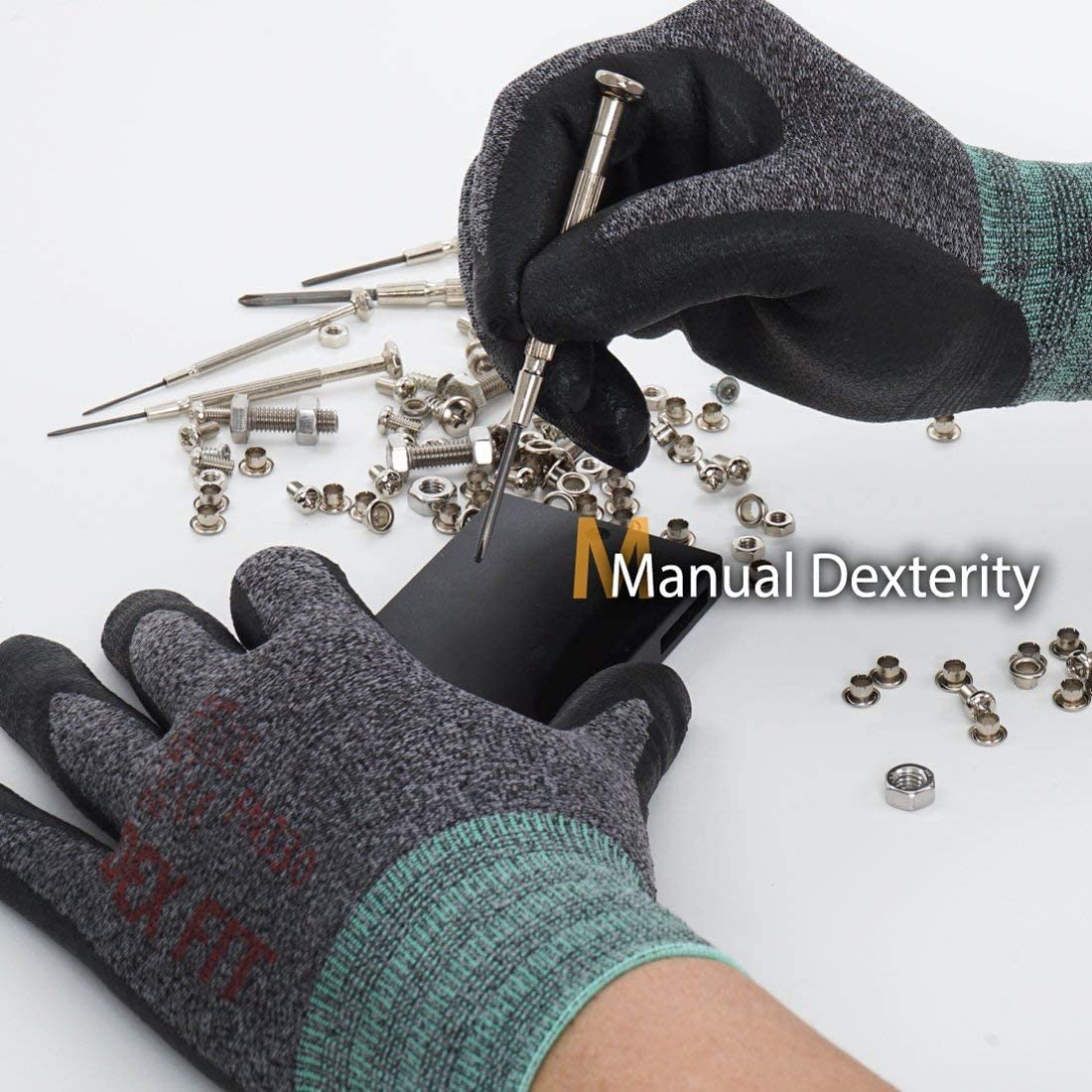 DEX FIT Work Gloves FN330, 3D Comfort Stretch Fit, Power Grip, Durable Foam Nitrile Coated, Smart Touch, Thin & Lightweight - Image 4
