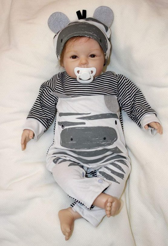 ZIYIUI Reborn Baby Doll Boy Handmade Soft Simulation Silicone Vinyl Cloth Body 22inch 55cm Lifelike Newborn Baby Boys Girls Toy Reborn Baby Toddler Xmas Gift for Ages 3+