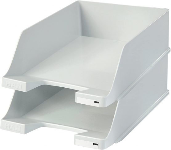 Han XXL 255 x 348 x 105mm C4 Size Deep Sided Letter Tray - Light Grey - Image 2