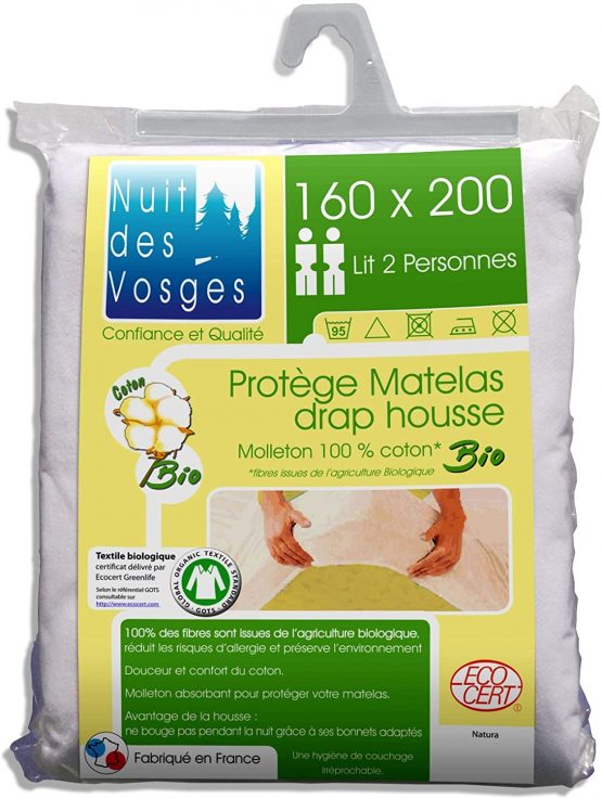 Nuit des Vosges 201911  Soft Mattress Protector, Organic Cotton, White, white, 160 x 200 cm