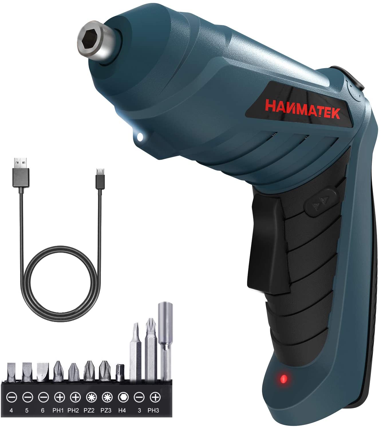 HANMATEK Electric Screwdriver Cordless Screwdriver Tool Rotated 90 Degrees with Rechargeable Battery & LED Light for Home DIY