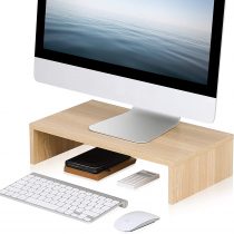 FITUEYES Wood Monitor Stand PC Laptop Computer Screen Riser, Monitor Printer Riser for Desks 42.5x23.5x10cm,Max Load:20 kg,Oak DT104201WO