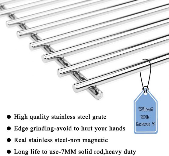 GFTIME 49.5CM Grill Grates 7528 for Weber Genesis 300 E310 E320 E330 S310 S320 S330, Stainless Steel Cooking Grids Spare Parts for Genesis EP310 EP320 6512001, 6519099 Gas Grills - Image 3