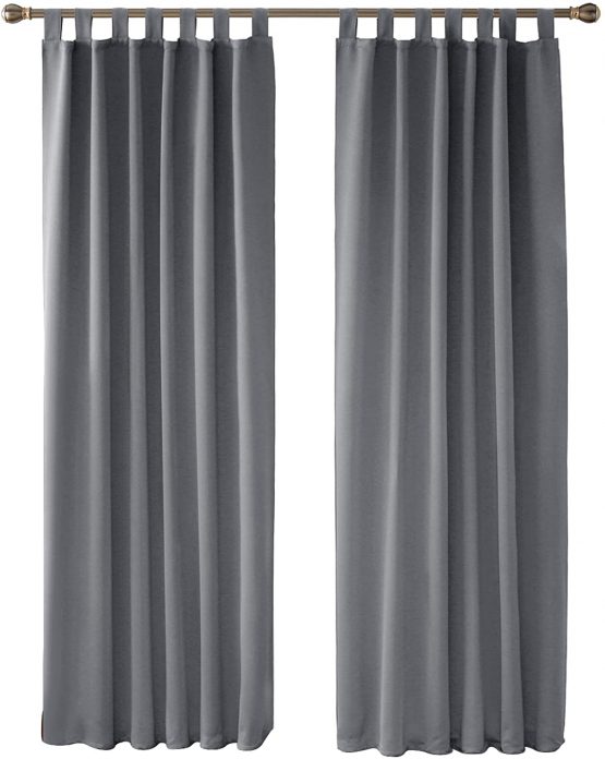 Deconovo Functional Thermal Insulated Curtains Tab Top Blackout Curtains for Childrens Bedroom Sky Blue W55 x L82 Inch One Pair