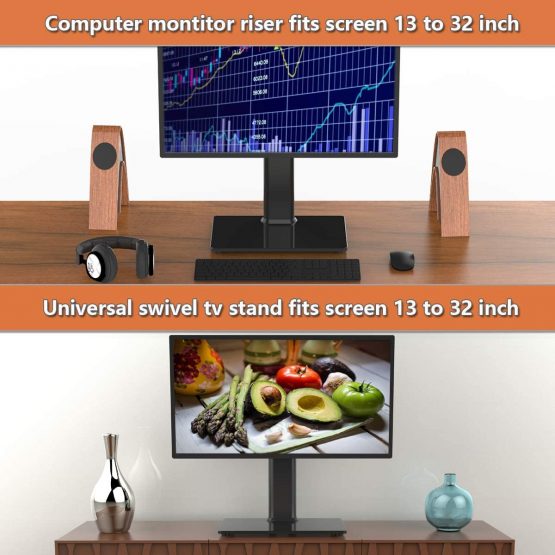 2 Pack Single LCD Computer Monitor Free-Standing Desk Stand Riser for 13 inch to 32 inch Screen with Swivel, Height Adjustable, Rotation, Holds One (1) Screen up to 35kgs - Image 3