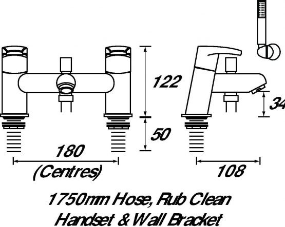 Bristan OR BSM C Orta Bath Shower Mixer - Chrome Plated - Image 2