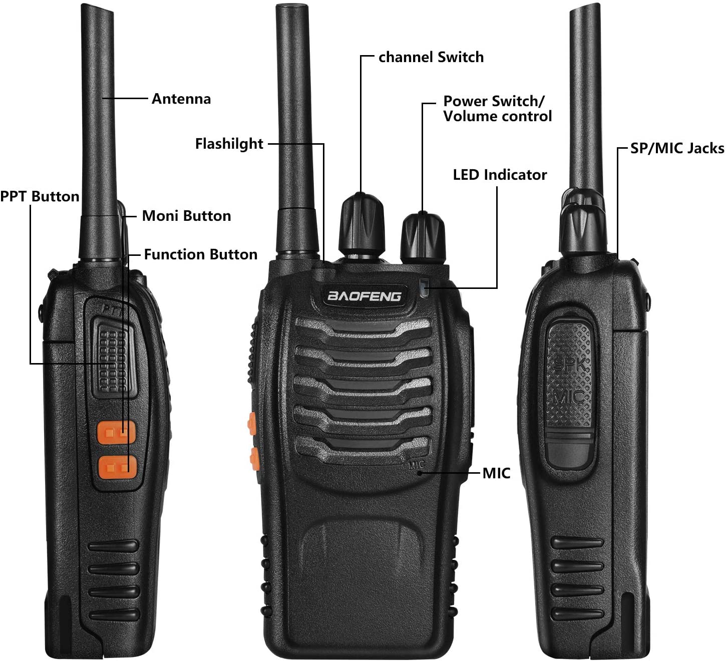 Baofeng 10 Pack Rechargeable Walkie Talkies Long Range 5W 16CH Handheld