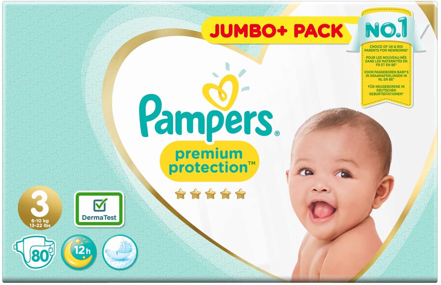 Pampers Premium Protection Nappies White Size 3 80 pcs, Size 3 (80 Count)