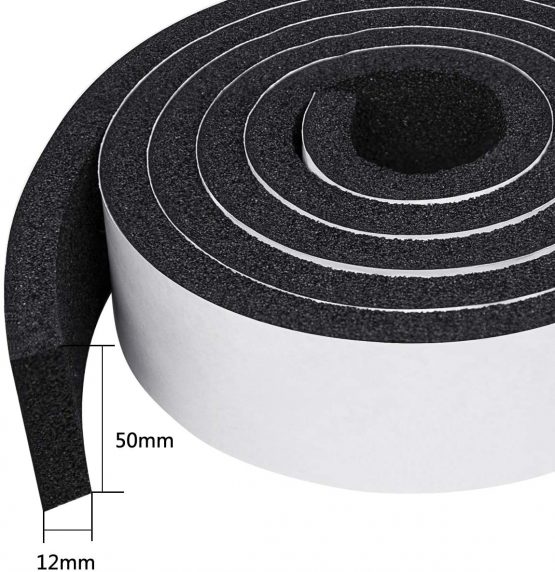 Fowong Open Cell Foam Insulation, 50mm(Width) X 12mm(Thick) X 2M(Length) Weather Stripping Window Insulation Air Conditioner Seal Low Density Foam Tape Shock-Absorbing - Image 3