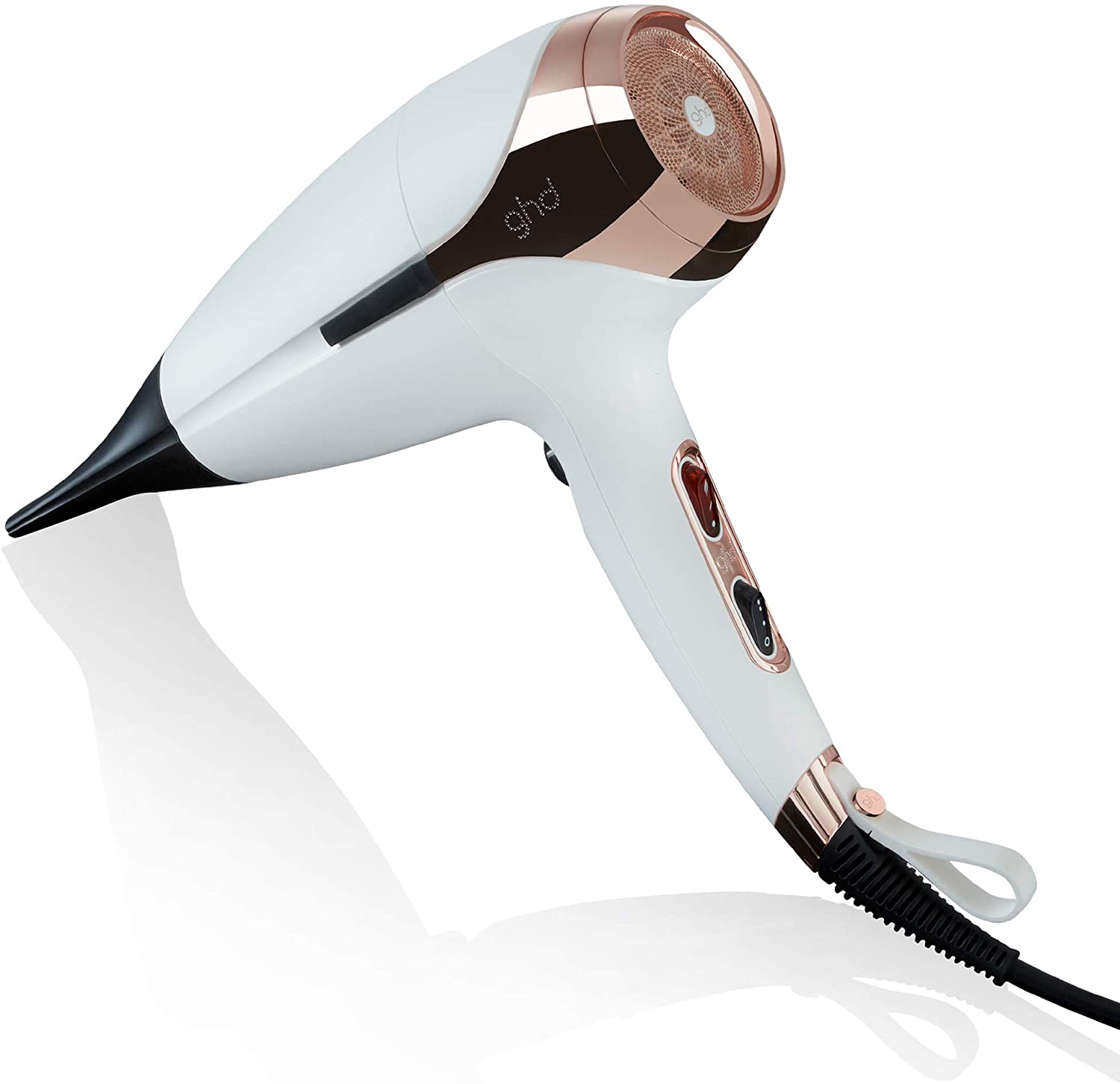 ghd Helios Professional Hair Dryer in White - Lightweight, Fast Styling, Ultimate Styling Control - For All Hair Types (UK Plug)