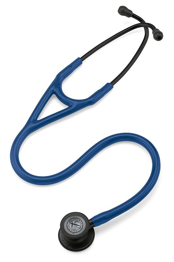 3M Littmann Cardiology IV Diagnostic Stethoscope, Black-Finish Chestpiece, Navy Blue Tube, Black Stem and Headset, 69 cm, 6168 - Image 4