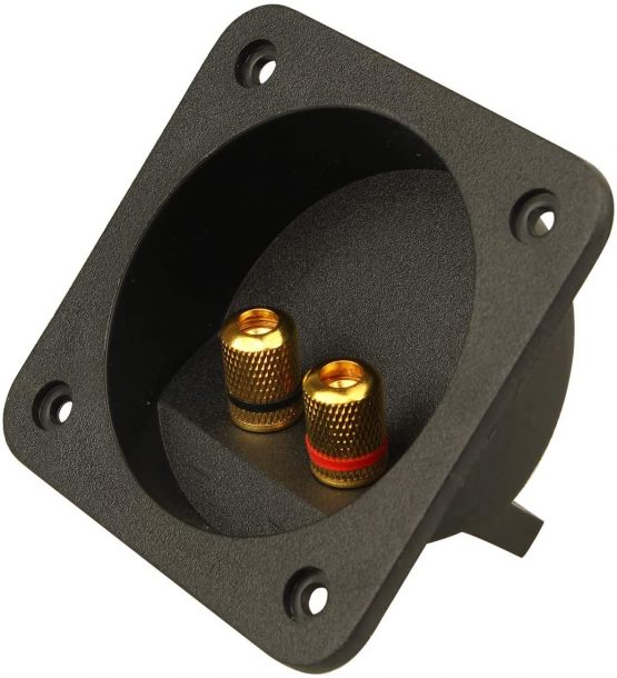 Jopto 2-Way Speaker Box Terminal DIY Home Car Stereo Binding Post Square Spring Cup Connector Acoustic Component Subwoofer Plugs Professional Speaker Junction Box Back Panel Universal Block (Black) - Image 2