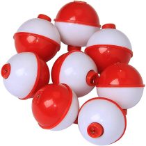 OROOTL Fishing Bobber Floats Set, Push Button Round Float Hard ABS Snap-on Floats Red & White with Bobber Fishing Accessories