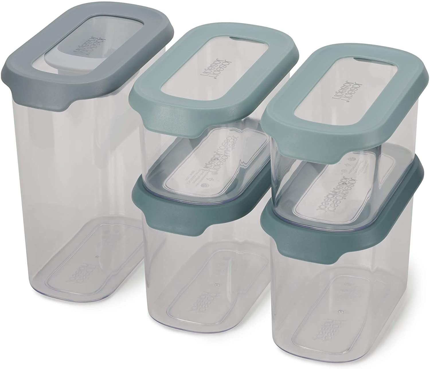 Joseph Joseph Cupboardstore Space Saving Kitchen Cupboard Airtight Food Storage Set, Set of 5 Plus Handy Scoop - Clear