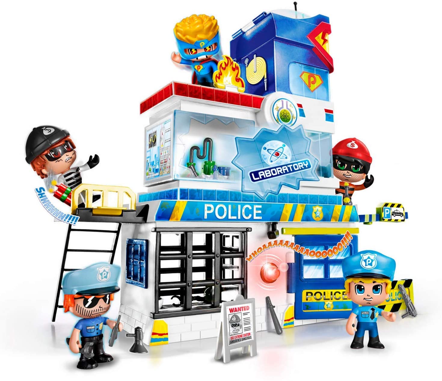 Giochi Preziosi Pinypon Action Police Station with 2 Mix&Match Characters and Accessories, Multi-coloured - Image 2