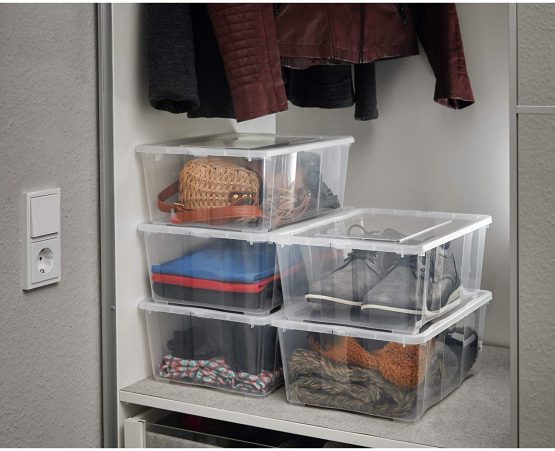 Grizzly 5 x Storage Boxes with Lids - 10 Litre - 14.8x10.4x5.7 inch (37.5x26.5x14.5 cm) - Stackable Clear Containers - Transparent Organiser - Image 3