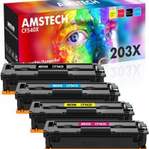 Amstech Compatible Toner Cartridge Replacement for HP 203X CF540X 203A CF540A Color Laserjet Pro MFP M281fdw M254dw M281fdn M280nw M281cdw M254nw M254dn M281 (Black Cyan Yellow Magenta, 4-Pack)