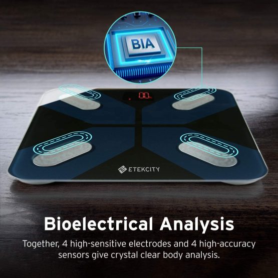 Etekcity Bluetooth Body Fat Scale, Personal Scale, Smart Digital Scale, Body Analysis Scales with Intelligent App for Body Weight, Fat, BMI, Muscle Mass, 28 St/180 kg/400 Lb, Black - Image 3