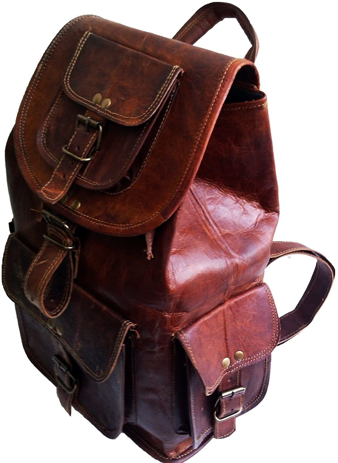 Jaald Leather Laptop Backpack Brown Vintage Rucksack College Travel Mochila Indiana Jones, 18" - Image 2