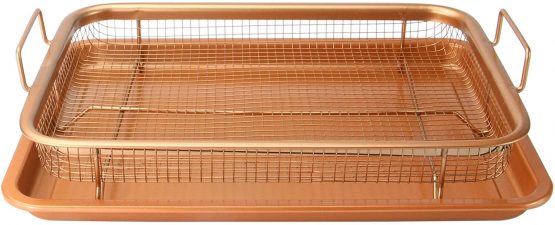 Copper Crisping Basket & Baking Tray | Elevated Crisping Basket | 2 Piece Oven Set | Non-Stick Cooking Trays | Kitchen Crisping Set | M&W - Image 3