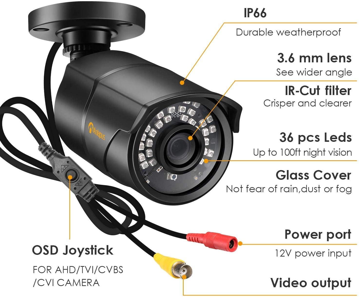 Anlapus 1080p Outdoor Security CCTV Bullet Camera with Metal Casing, 2.0MP High Definition, IP66 Weatherproof - Image 2