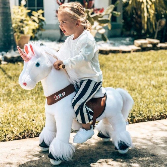 PonyCycle Official Classic U Series Ride on Unicorn Toy Plush Walking Animal Unicorn for Age 3-5 Small Size U304