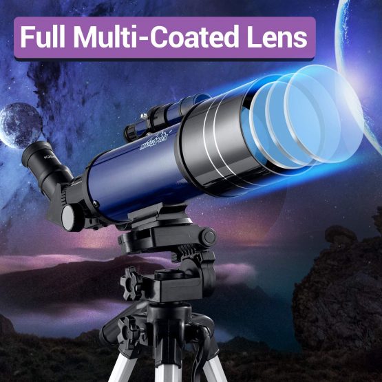 Telescope for Astronomy, Pro 400/70 FMC Glass Optical Refractor Telescopes, With Adjustable Tripod Phone Adapter for Kids Adult Beginners - Image 3