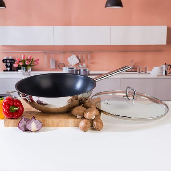 Vivo by Villeroy & Boch Group CW0570 Wok, Non-Stick, Stainless Steel, Suitable for All Hob Types Including Induction, 30 cm, Black - Image 4