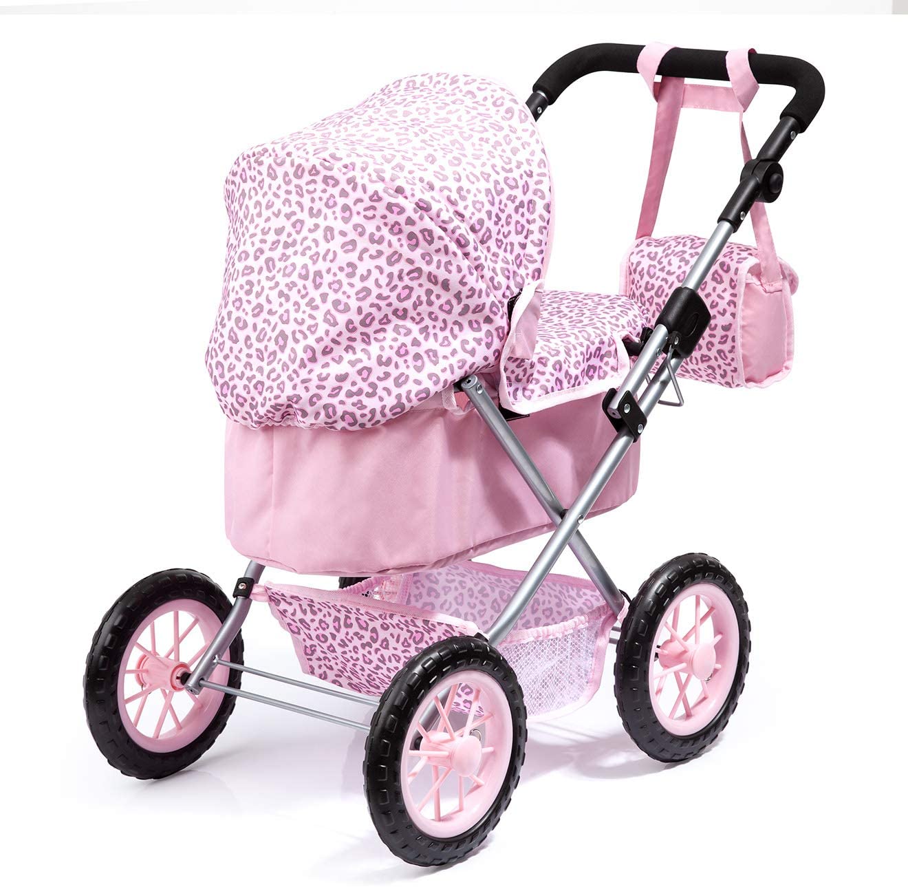 Bayer Design 13002AA Dolls Pram Trendy, stroller, foldable, height-adjustable handle, bag, grey-pink with fairy - Image 2