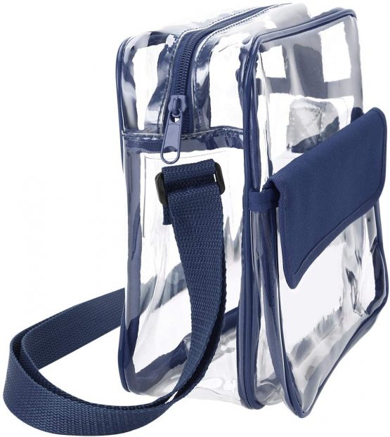 Clear Crossbody Messenger Shoulder Bag with Adjustable Strap, Concert Stadium Approved Transparent Purse Clear Bag for Women Men, Waterproof & Blue - Image 2