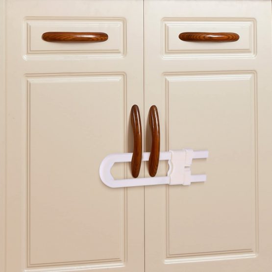Yosoo 4pcs Baby Safety Cabinet U Shaped Locks - Durable Plastic Locks Sliding Lock for Child Safety - Kid Safety Drawer Door Cupboard Locks - Image 3