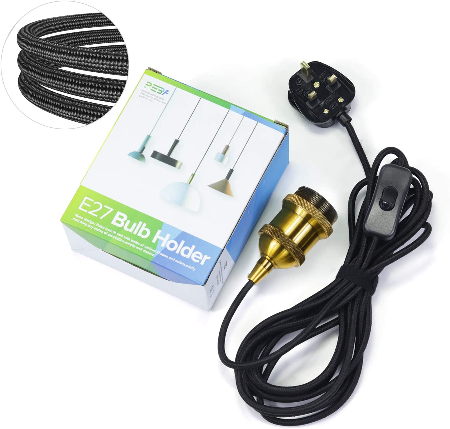 E27 Lamp Holder with Switch, Pendant Light Ceiling Lighting Fitting