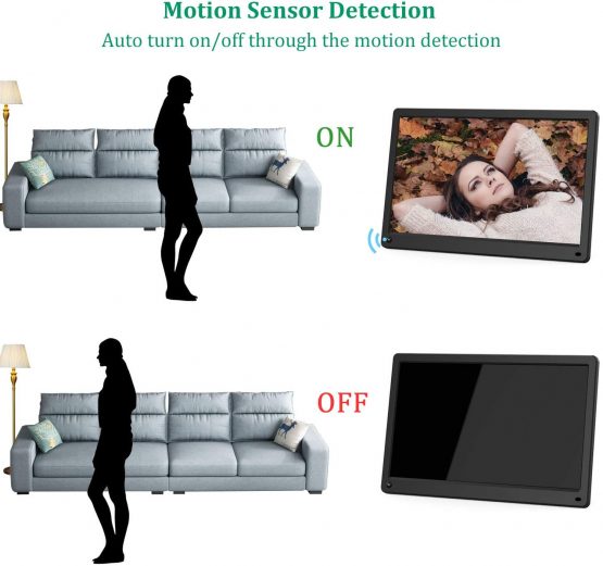 Digital Photo Frame Kenuo 15 Inch 1920×1080 High Resolution Full IPS Display Motion Sensor