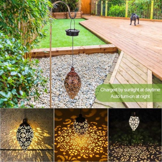 Solar Lantern Light,Outdoor Hanging Garden Lights Metal Lamp for Patio, Patio Decor Metal Yard Art Garden Accessories Outdoor Decorations for Porch,Yard, Lawn, Patio, Courtyard - Image 4