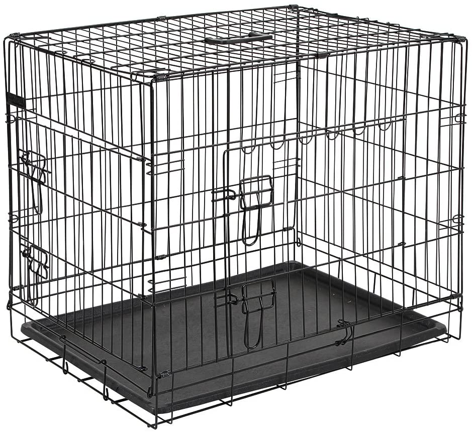 Kerbl Straight Front Dog Cage Collapsible 2 Doors, 92 x 63 x 74 cm, Black, 92 cm L x 63 cm W x 74 cm H