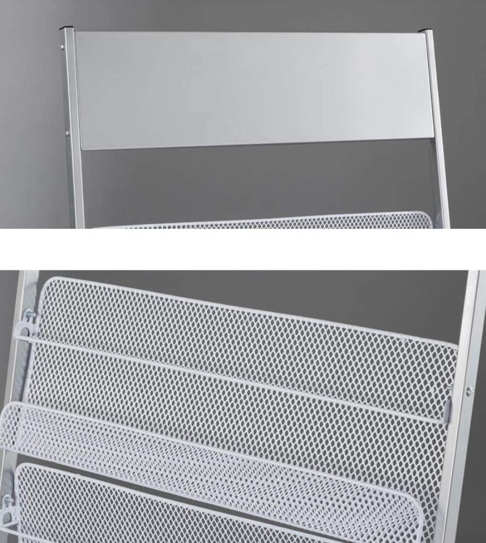 Kelly' Harvest House Magazine Rack Magazine Stand, Floor Standing Magazine Stand Literature Holder With 4 Pockets (Silver) - Image 3