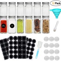 MEckily Set of 6 Glass Storage Jars, Spice Jars, Airtight Storage Jars, Glass Jars, Glass Containers Made of Borosilicate Glass with Lid, Capacity 300, 500, 1000, 2100 ml