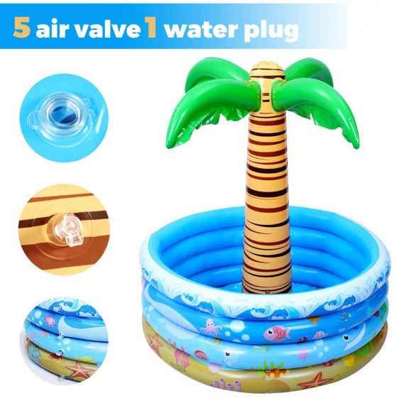 Toyvian 37 Inch Inflatable Palm Tree Cooler, Summer Swimming Party Decoration, Floating Pool Cooler for Beach Theme & Hawaiian Party - Image 2