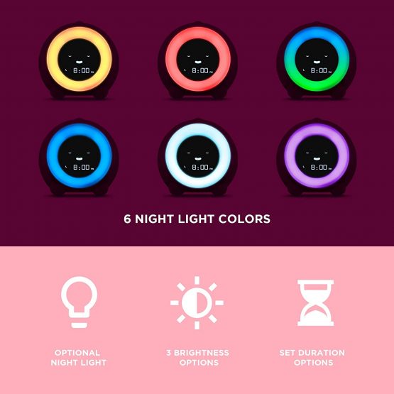 Mella Ready to Rise Children's Trainer, Alarm Clock, Night Light and Sleep Sounds Machine (Blush Pink) - Image 3