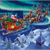 Larsen XM1 Santa Claus and His Sleigh in Northern Lights, 26 Piece Boxless Tray & Frame Jigsaw Puzzle